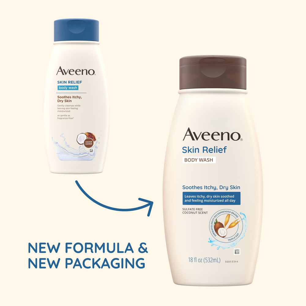 Aveeno pump dispensing lather, easy application and mild foam benefit