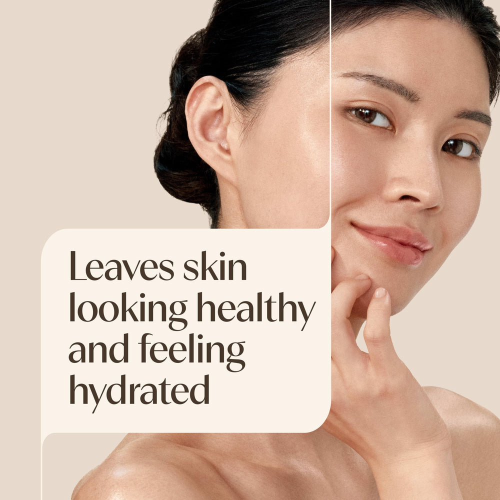 Aveeno pump in hand dispensing cleanser for convenient daily use