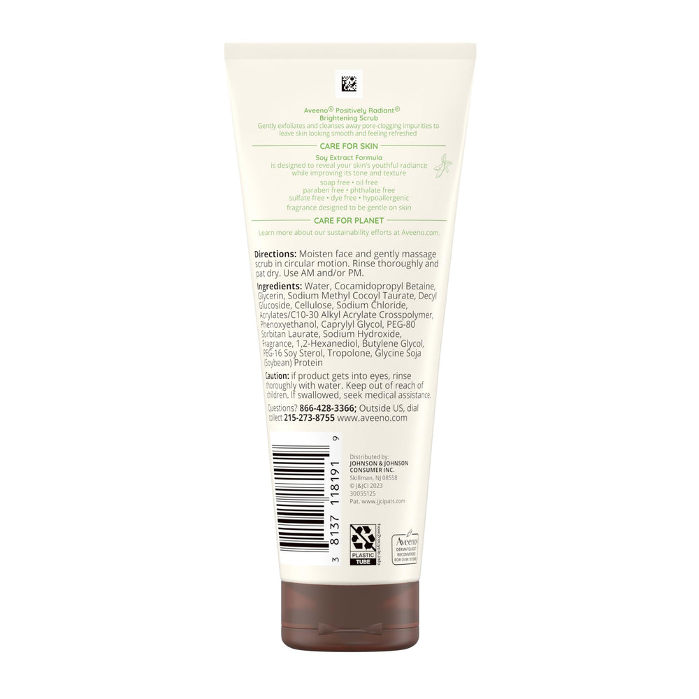 Aveeno scrub on bathroom counter in routine setting showing practical daily use
