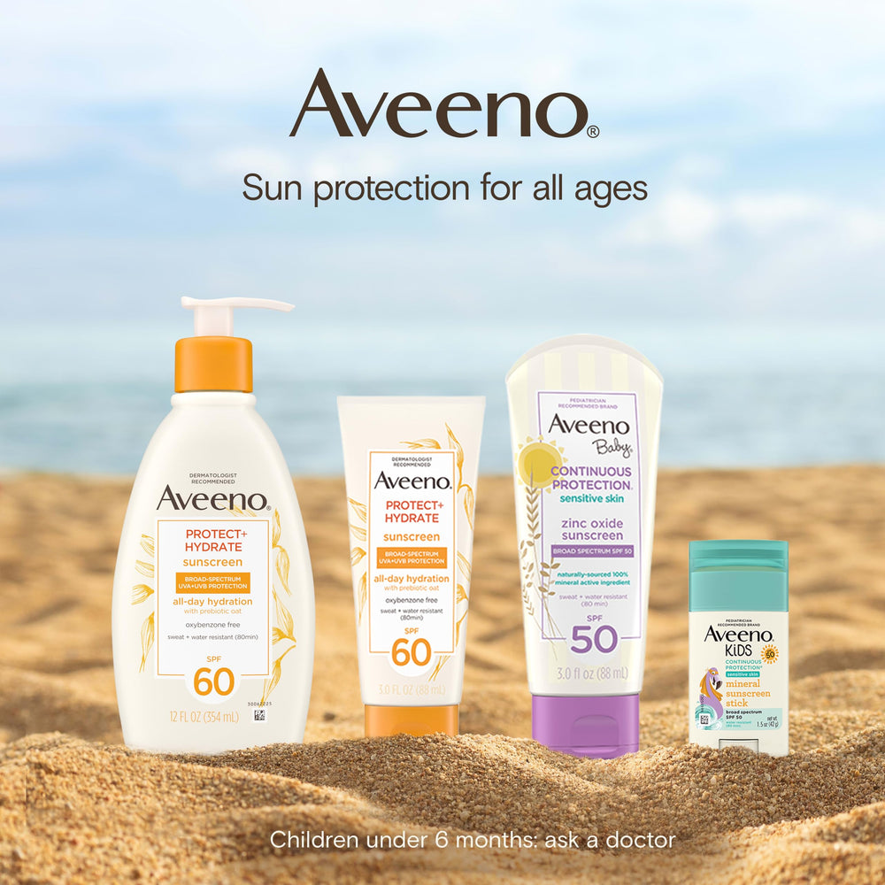 Aveeno tube in hand demonstrating compact travel-friendly size benefit