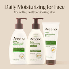 Aveeno next to a hand for size comparison and travel-friendly value