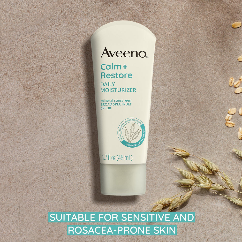 Aveeno applying sunscreen to forearm demonstrating smooth blend and coverage