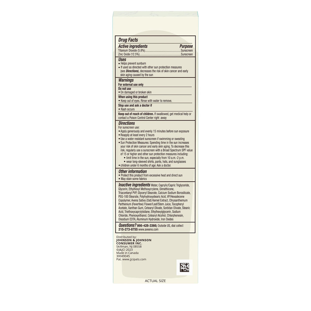 Aveeno sunscreen blended on arm illustrating sheer finish and even tone