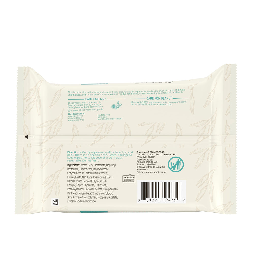 Aveeno plant fiber illustration emphasizing 100% plant-based cloth sustainability