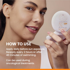 Back label of Avène compact displaying ingredient and usage information benefit