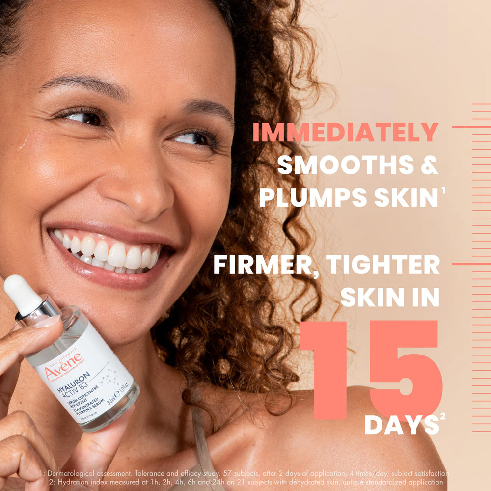 Eau Thermale Avène pump and label detail highlighting active ingredients and clarity