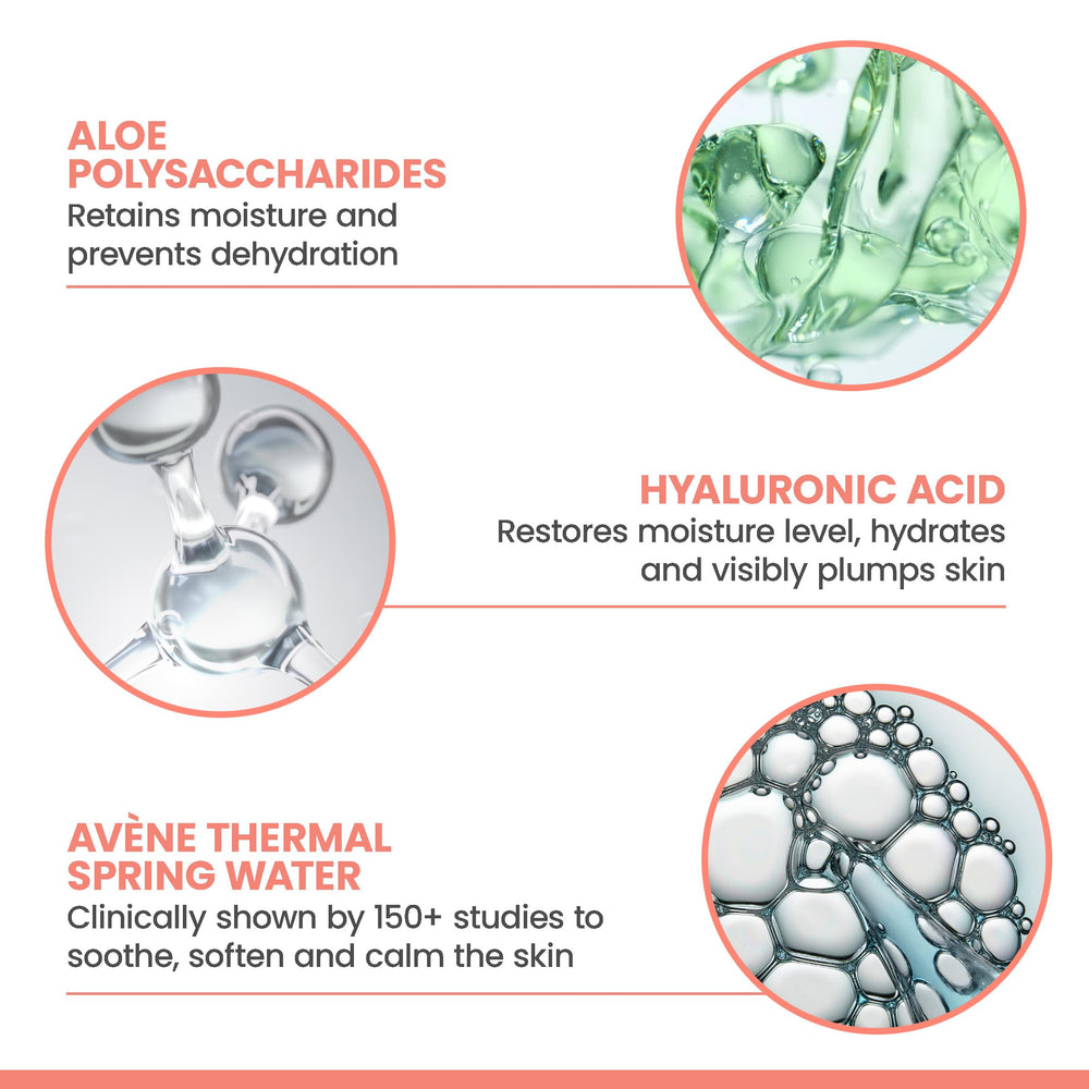 Eau Thermale Avène applying gel-cream with fingers for fast morning routine