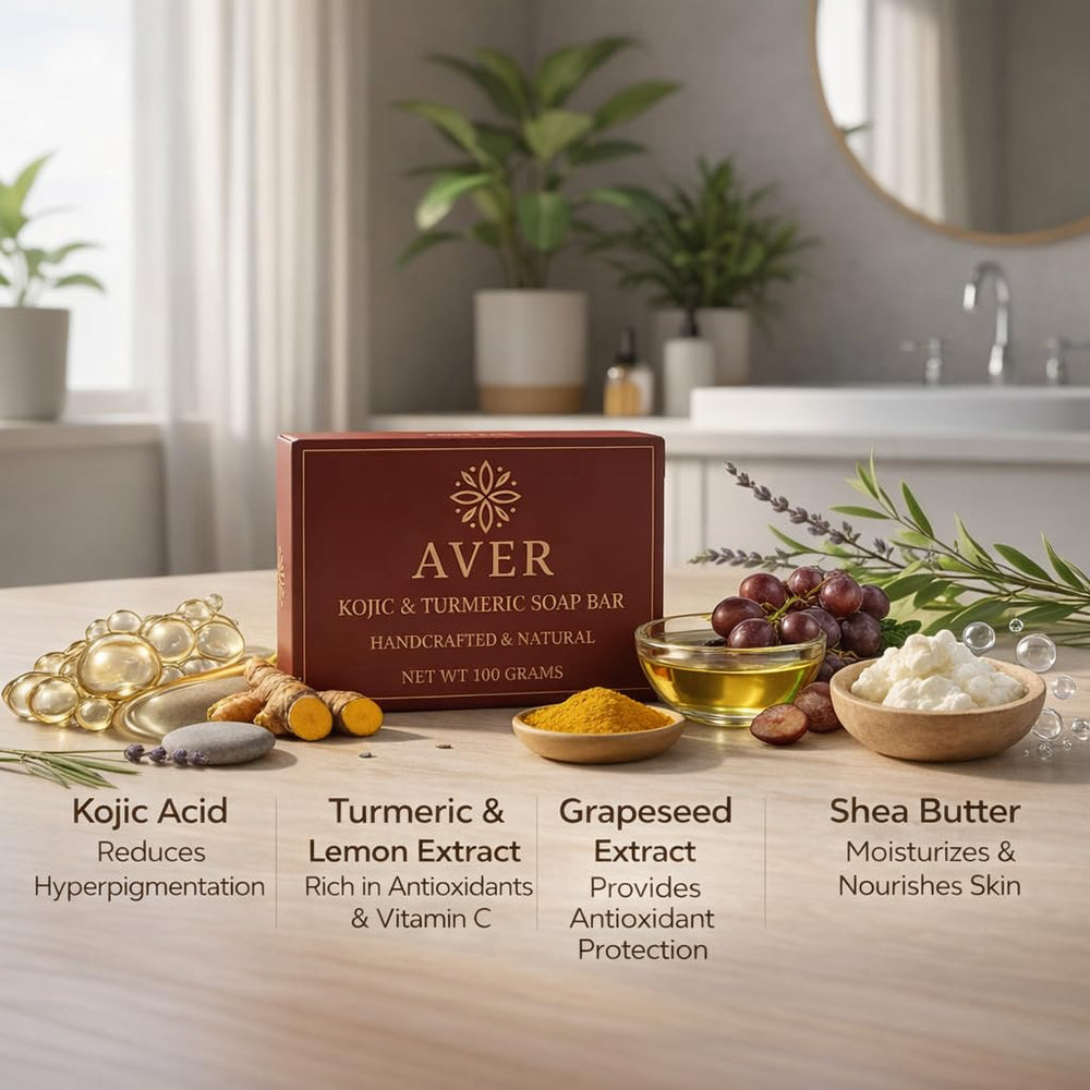 Close-up of Aver soap texture highlighting creamy glycerin-rich surface