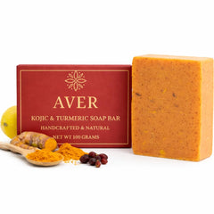 Aver handcrafted & natural soap packaging showing product name and benefits