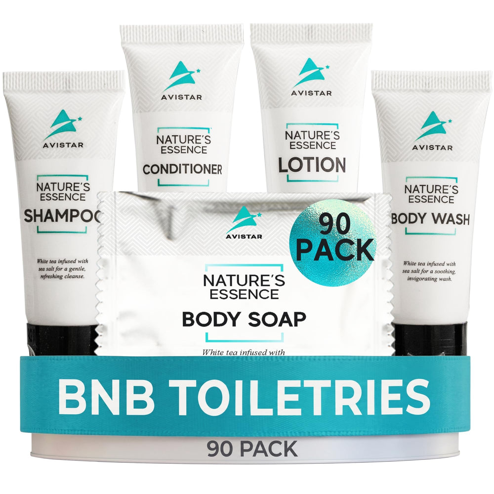 Avistar front packaging showing the full 90-piece set and easy guest access