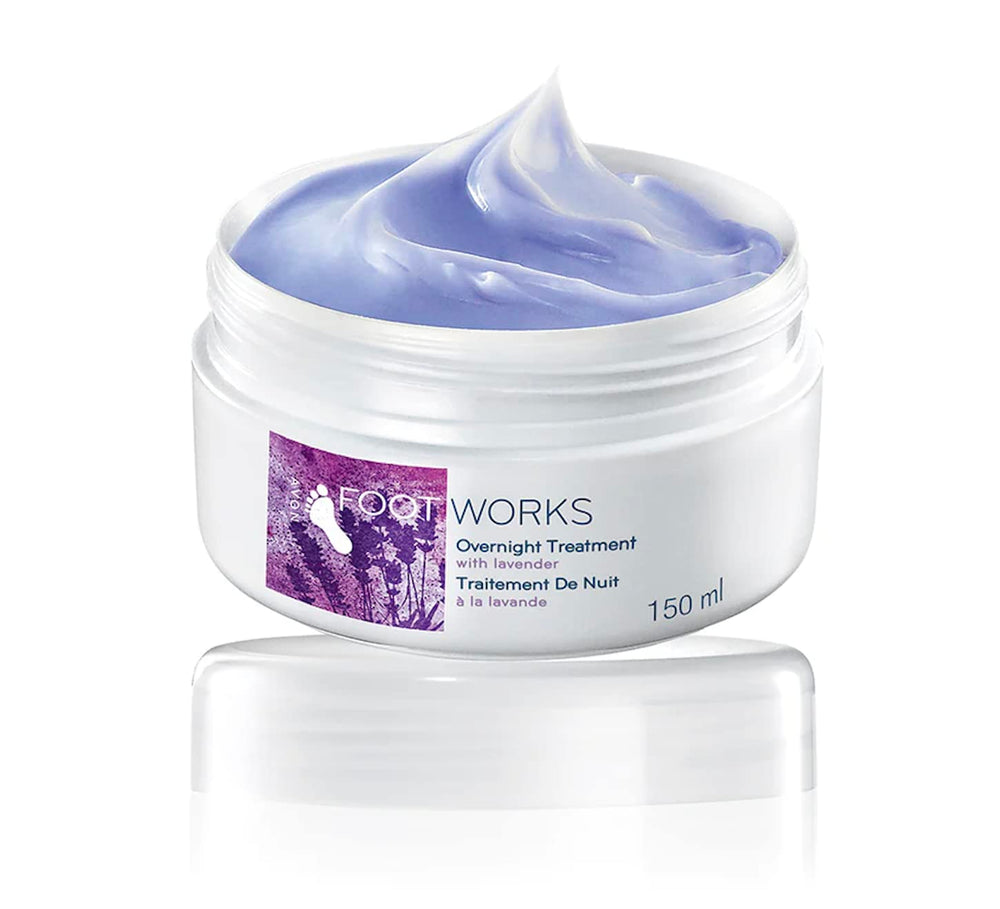 AVON Foot Works cream texture closeup showing smooth emollient for deep hydration