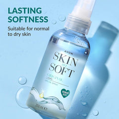 AVON SKIN SO SOFT oil texture close-up highlights lightweight absorption