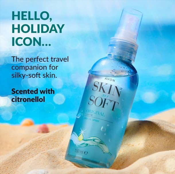 AVON SKIN SO SOFT spray nozzle close-up demonstrating easy, even mist application