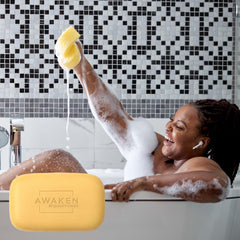 Awaken by Quality Choice label detail showing cocoa butter and vitamin E