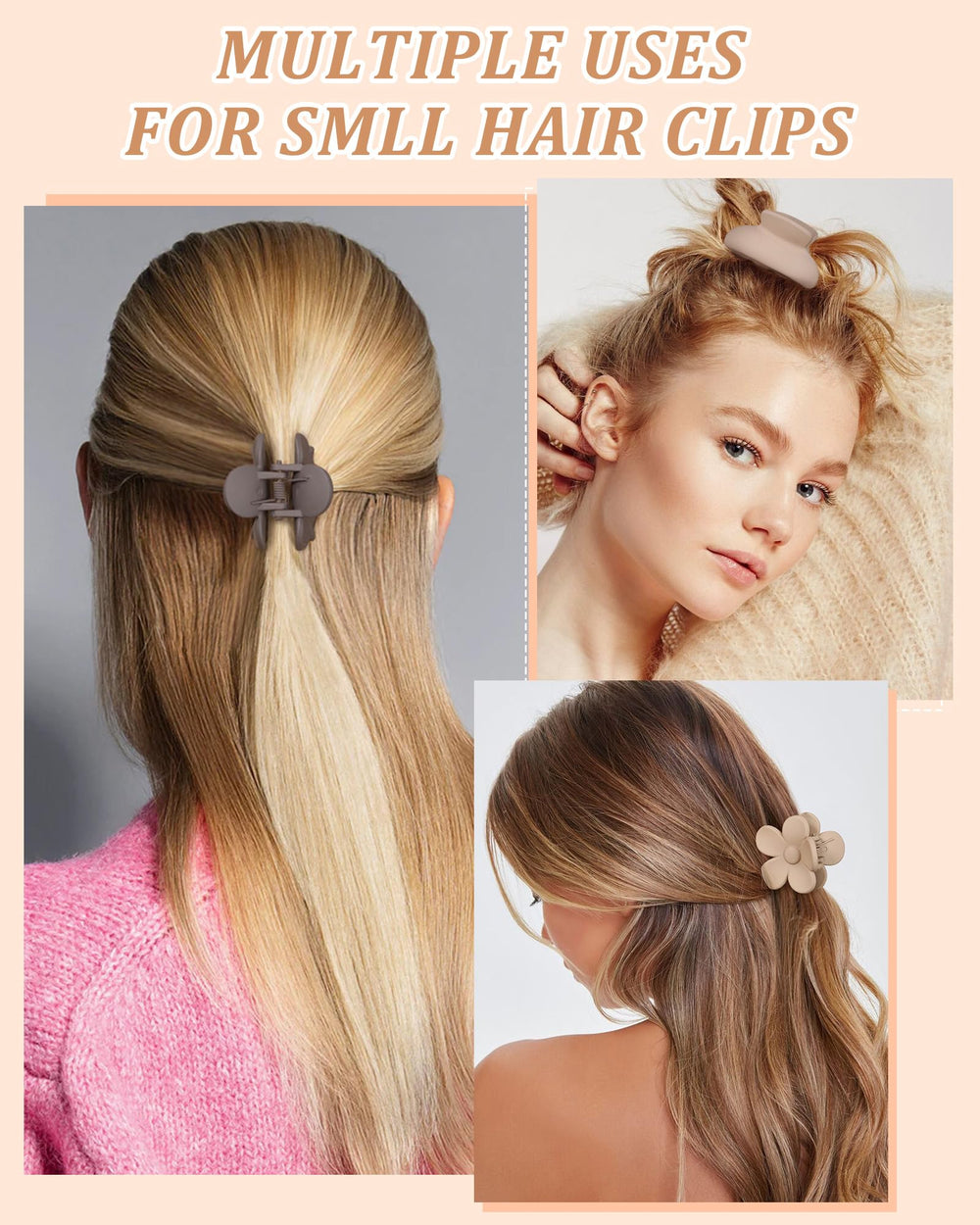 AWAYTR assorted white brown black clips arranged to show color options