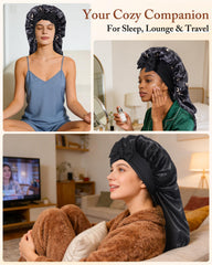 AWAYTR bonnet laid flat displaying generous 27-inch length to hold long hair