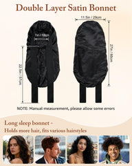 AWAYTR bonnet beside ruler showing 27-inch length for long hair benefit