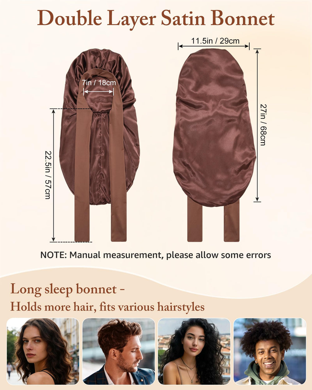 AWAYTR bonnet containing long braids to show roomy capacity and protection
