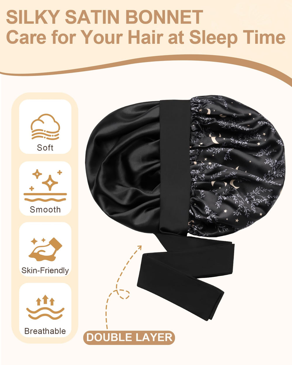 AWAYTR bonnet worn by model with curly hair showing preserved volume