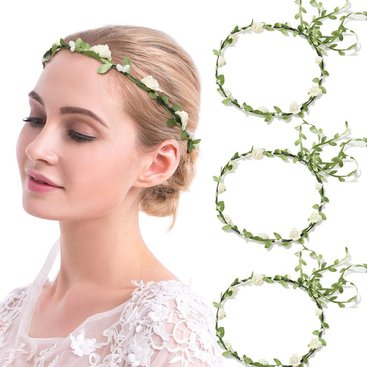 AWAYTR cream white flower crown front view showing serene boho look and wearable comfort