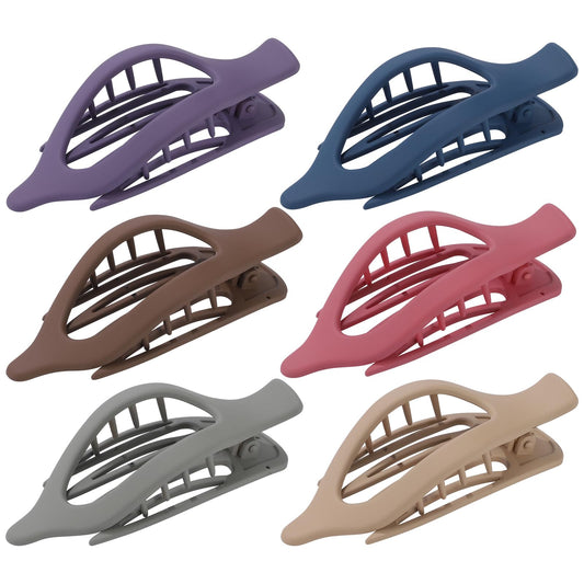 AWAYTR front view of six matte dark hair clips showing secure hold