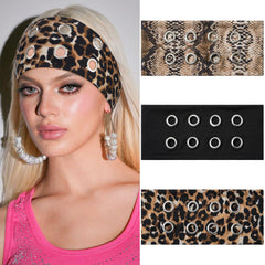 AWAYTR wide headband front view showing grommet pattern and wide elastic for secure hold