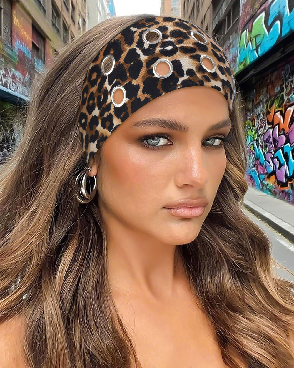 AWAYTR snakeskin pattern headband texture emphasizing bold print for stylish outfits