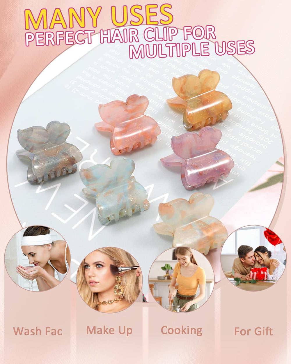 AWAYTR clips placed by makeup tools in bathroom showing convenience during routines