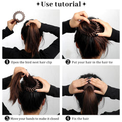 AWAYTR clip securing a ponytail in motion showing secure hold during activity benefit