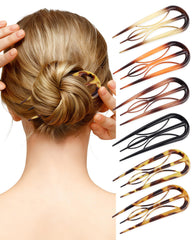 AWAYTR tortoiseshell hair pin front view shows sleek shape and secure hold