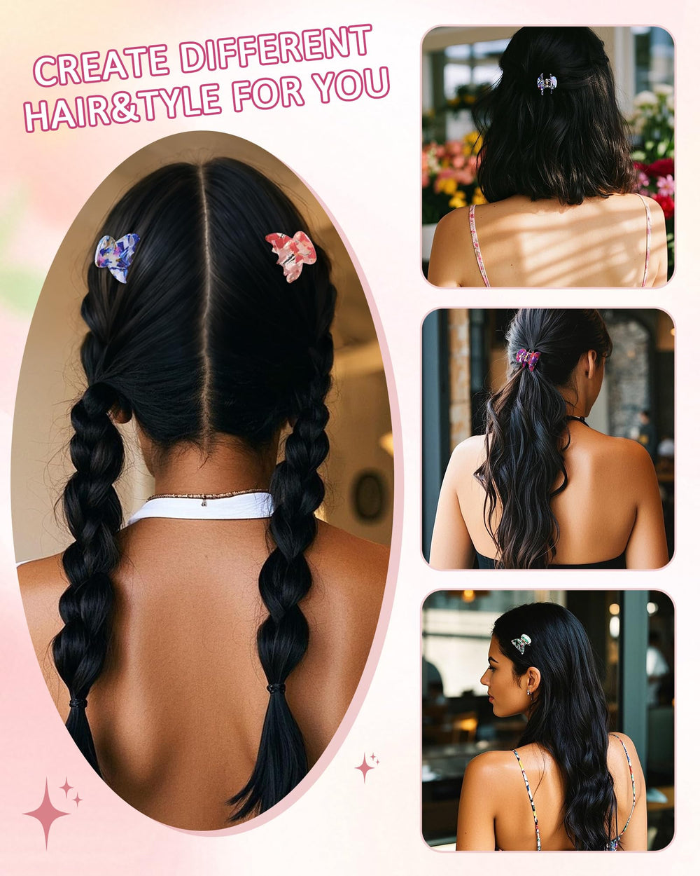 AWAYTR assorted printed clips laid flat, displays pattern variety for outfits