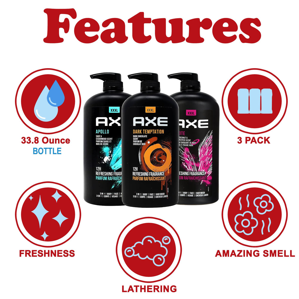 AXE Apollo front pump bottle highlighting clean fragrance benefit