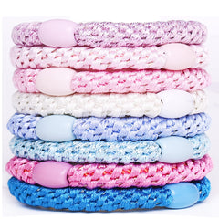 AXEN pastel pack of eight hair ties showing colors and packaging benefit visible variety