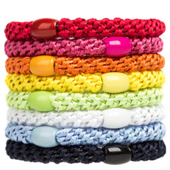AXEN front view of 8pcs braided hair ties pack showing mixed colors and neat packaging benefit: organized storage