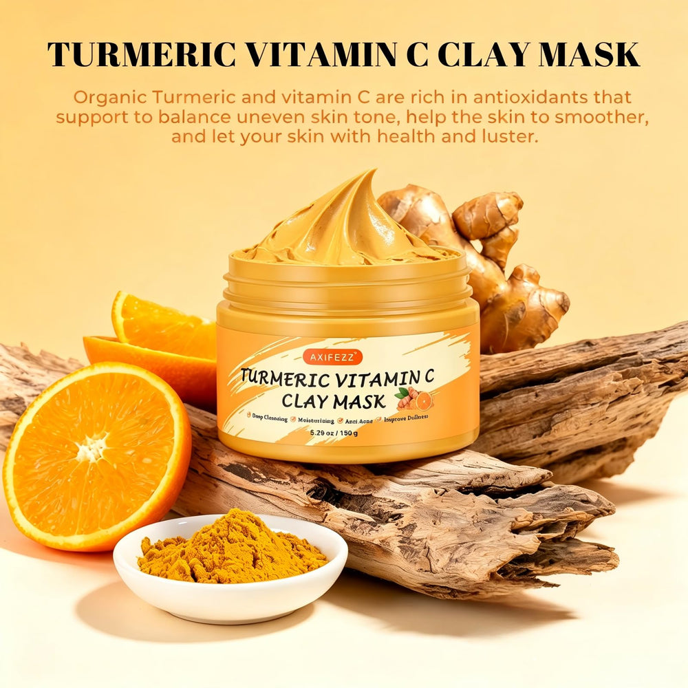 AXIFEZZ jar opened showing creamy turmeric clay texture for smooth application