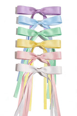 Ayesha front view of six spring-color ribbon bows, vibrant set benefit