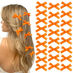 Ayesha orange mini bows front view showing neat set and bright color, adds coordinated flair