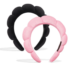 Ayesha front view pink and black headbands showing colors and soft design benefits