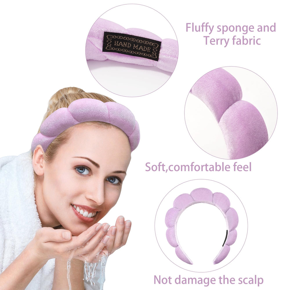 Ayesha headband in shower spa setting showing water-safe use benefit: stays in place