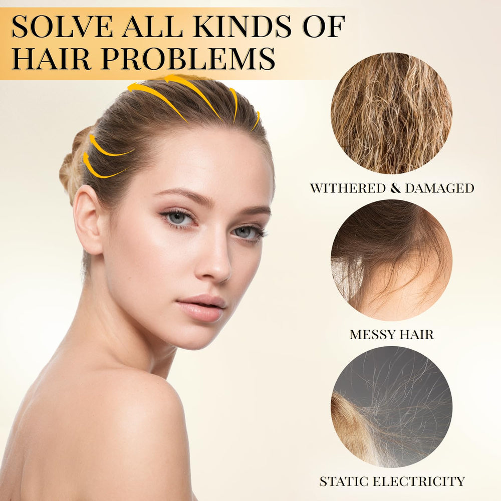 Aymaloy model with sleek hair showcasing polished, natural-looking hold benefit