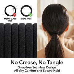 Ayogost hair tie next to a hand for scale showing generous size benefit