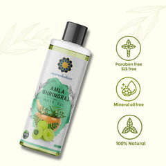 AYURVEDASHREE 200 ml bottle beside common items to indicate compact travel-friendly size