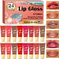 AZEN front view of 24 gloss tubes showing variety and gifting appeal