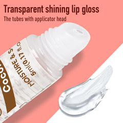 AZEN lip gloss open cap and applicator showing easy precise application