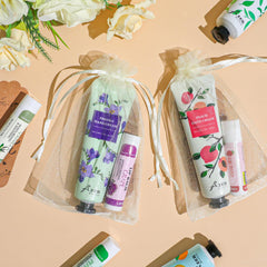 AZEN organza gift bag with cream and balm ready for gifting benefit