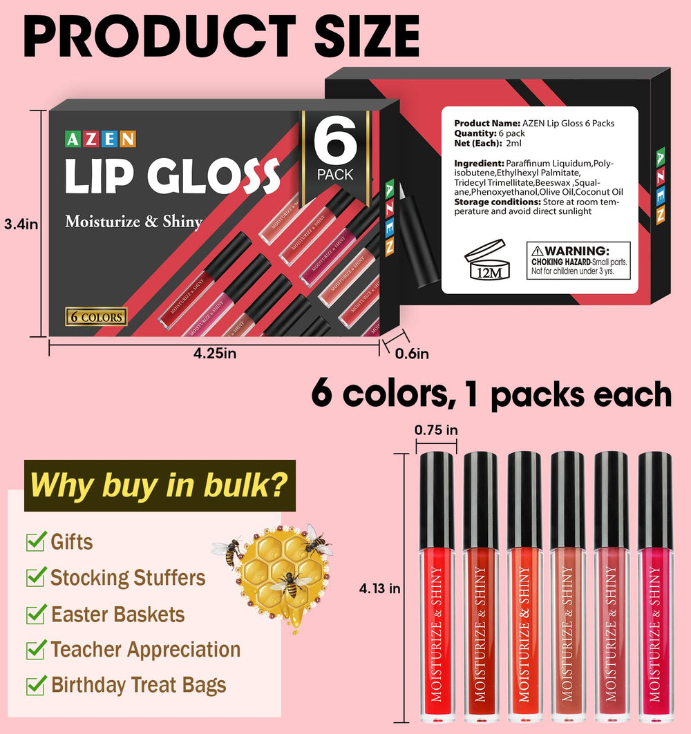 AZEN gloss tube beside coin showing compact size for travel convenience
