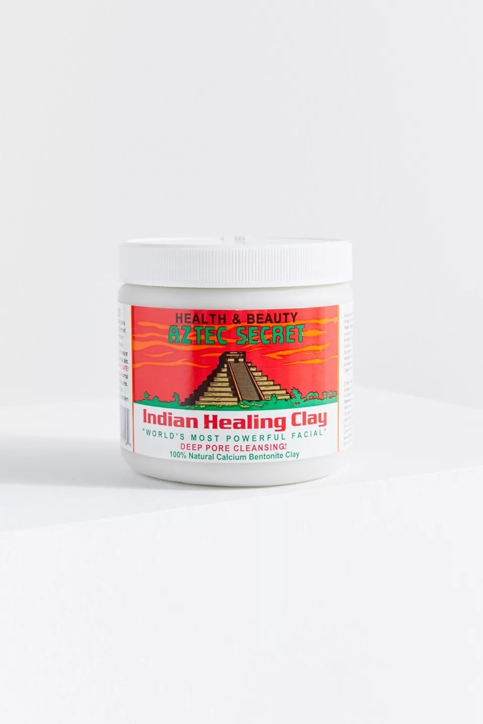 Aztec Secret jar on bathroom shelf in lifestyle setting demonstrating at-home spa convenience