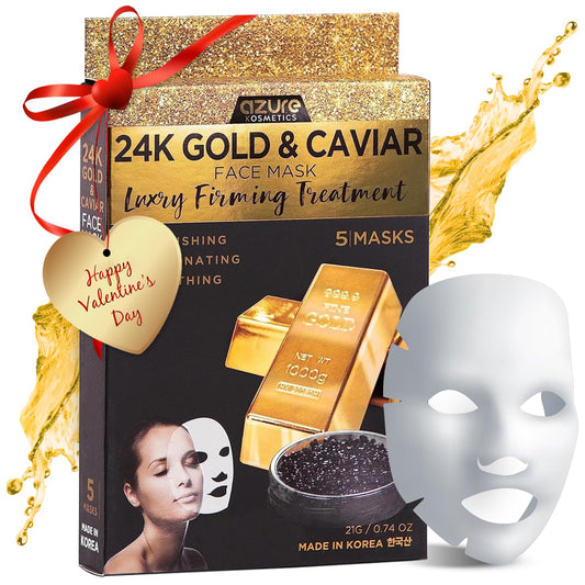 Azure Cosmetics front packaging showing five mask sachets and brand clarity benefit