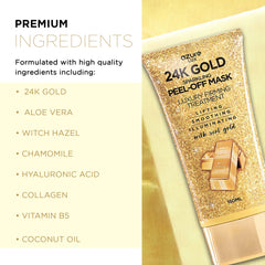 Azure Cosmetics close-up of shimmering gold mask texture for smooth application