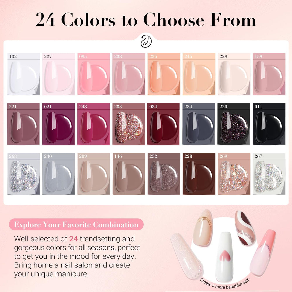 AZUREBEAUTY 24 dip powders array offering versatile color options